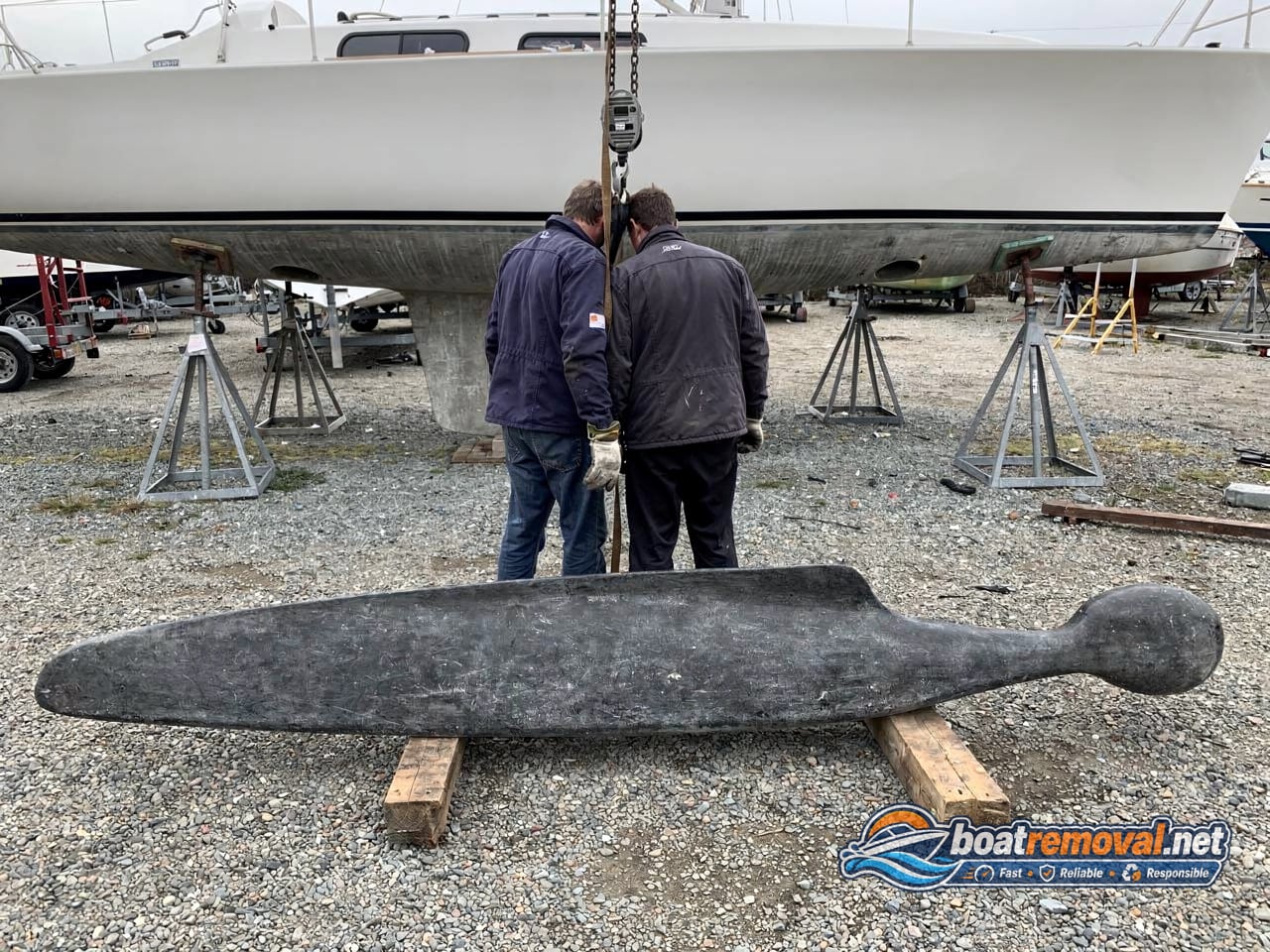 sailboat disposal, lead keel separated from the hull at the yard