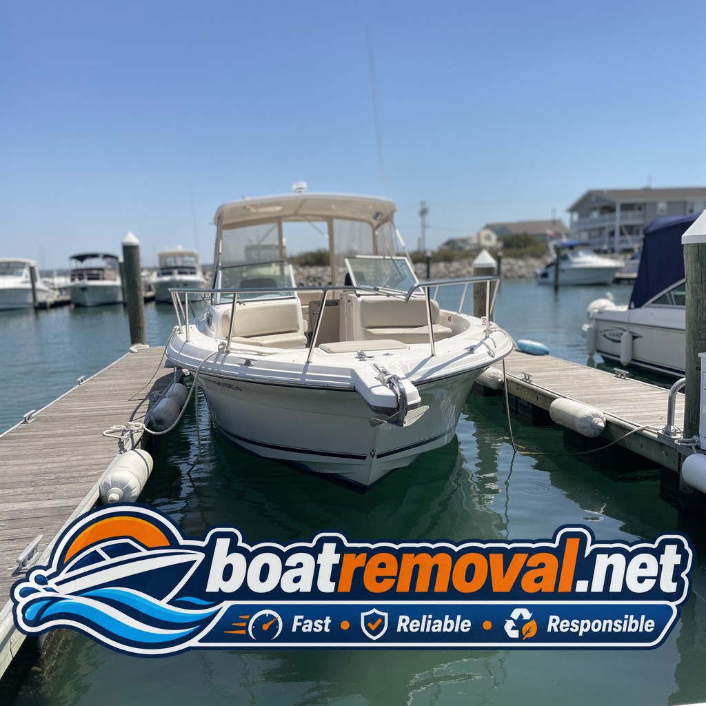 27-foot Regal cuddy cabin tied up in a marina slip in Bethany Beach, Delaware