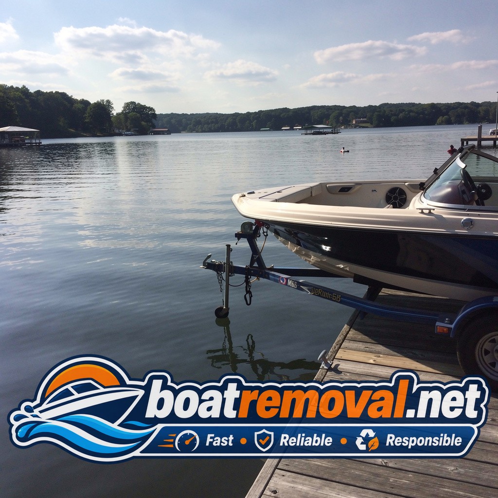 MasterCraft ski boat loaded onto a trailer after being pulled from a dock near Arnolds Park, Iowa