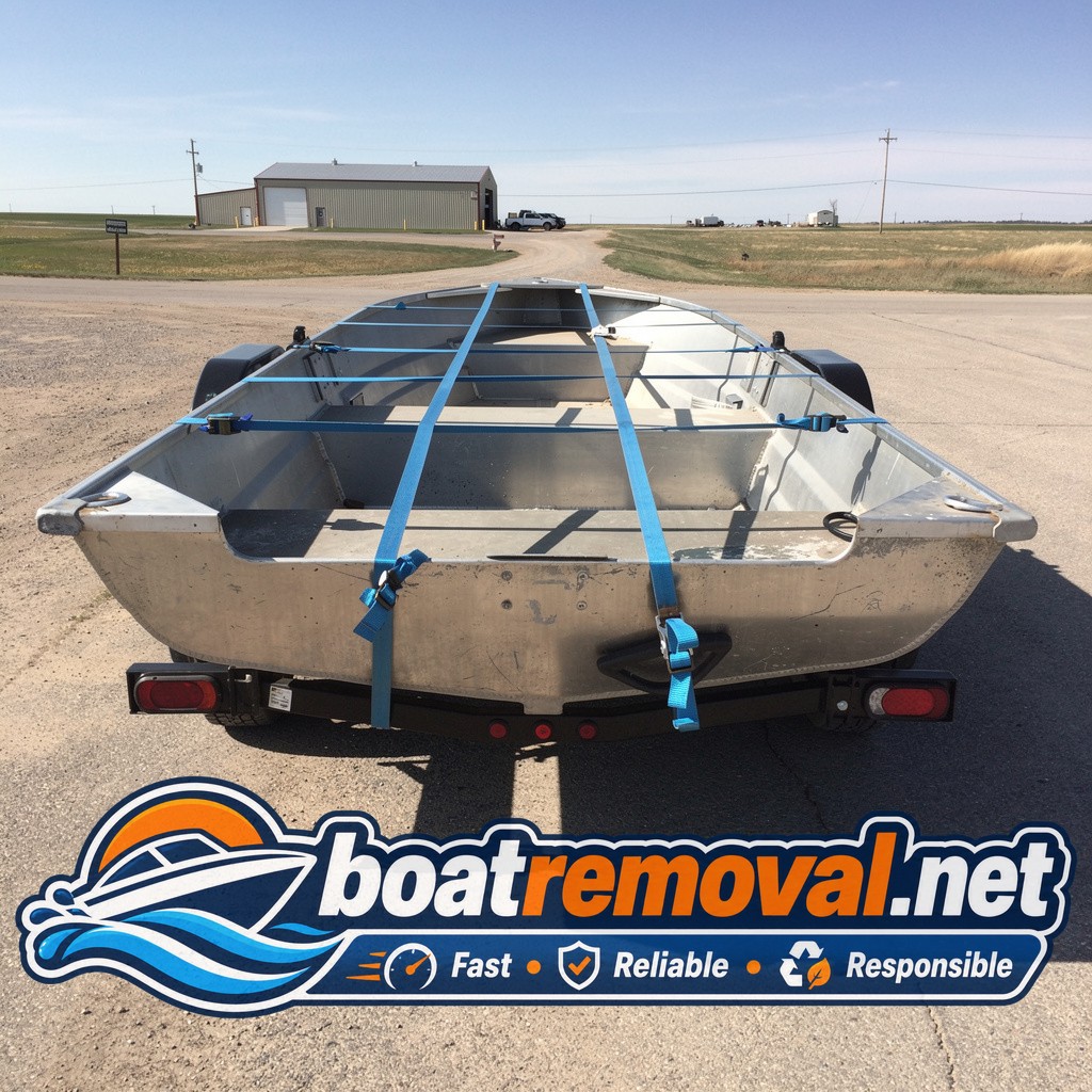 14 ft Starcraft aluminum boat loaded from barn storage, Burlington North Dakota