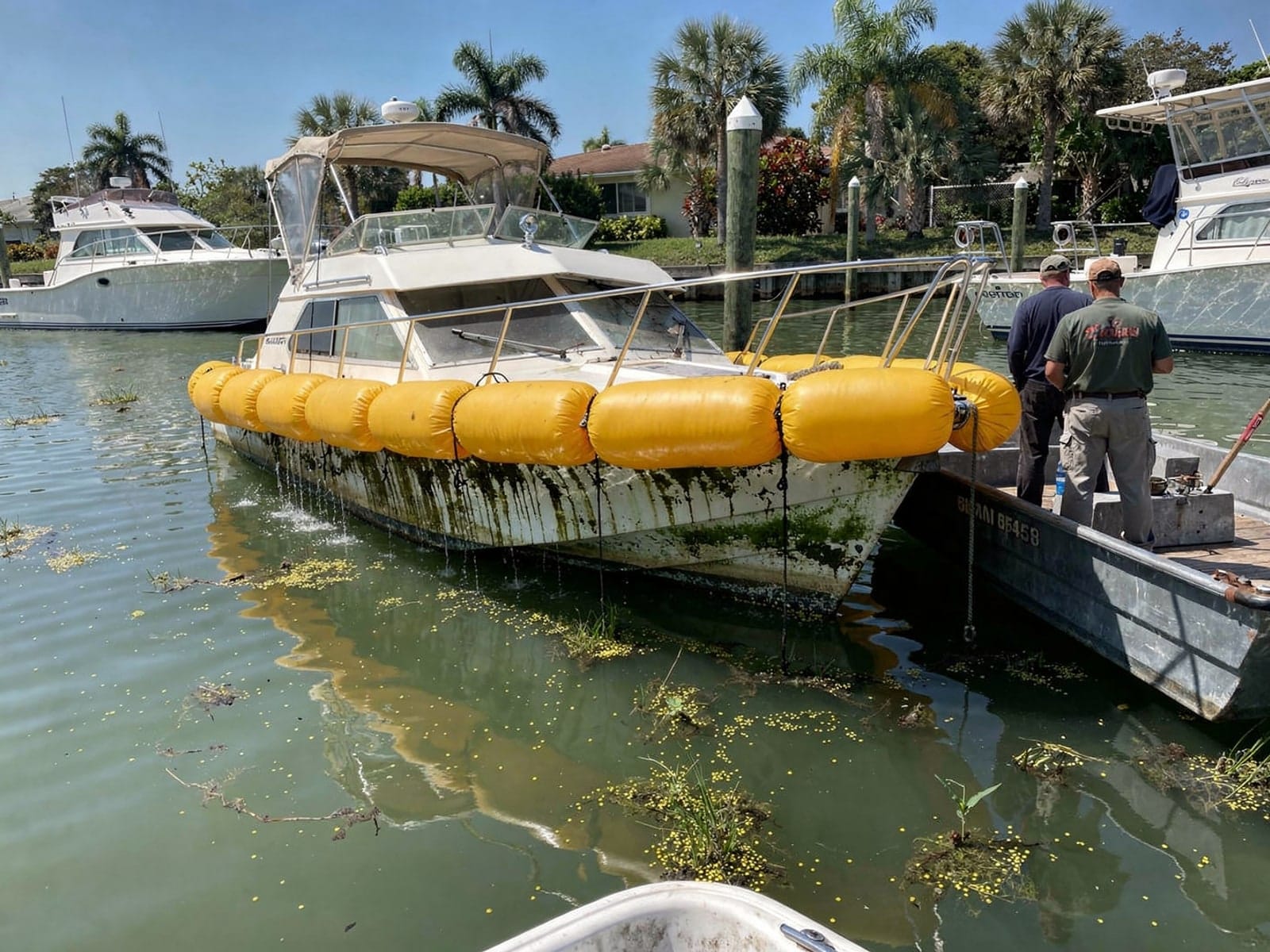 28 ft Carver 28 raised by lift bags in Hudson, FL