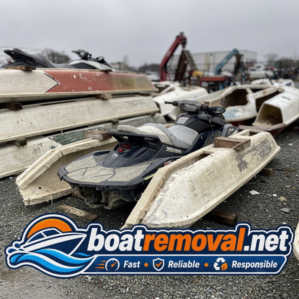 Sea-Doo jet ski loaded onto a trailer after removal near Washington Navy Yard, DC