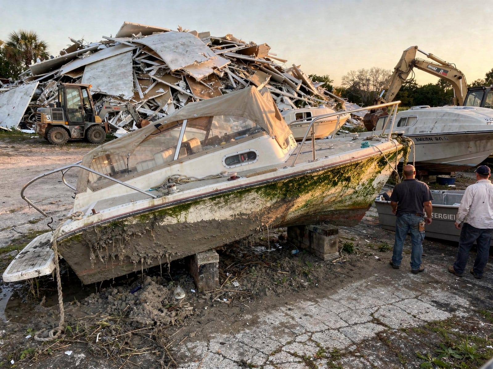 25 ft O'Day 25 from Casselberry, FL at the recycling yard after the recovery