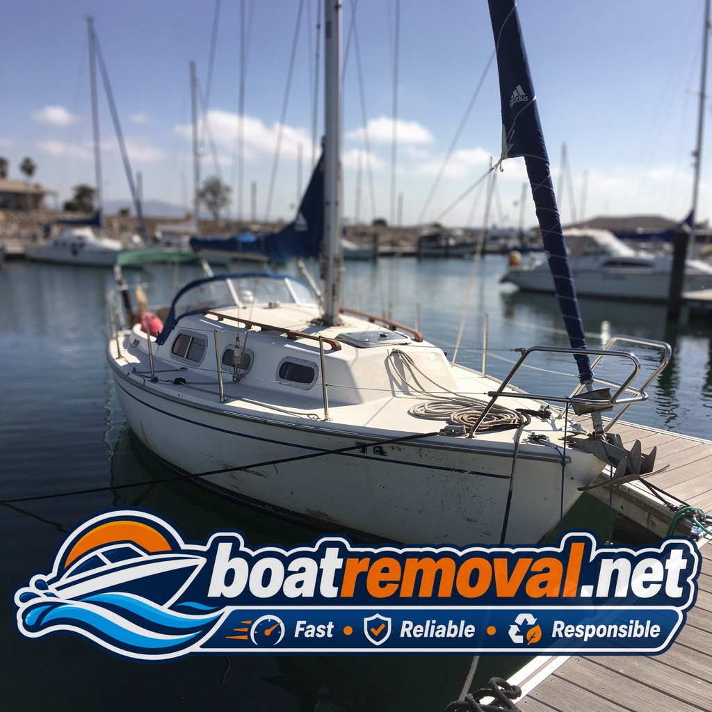 34-foot Catalina sailboat tied up in a marina slip in Chula Vista, California