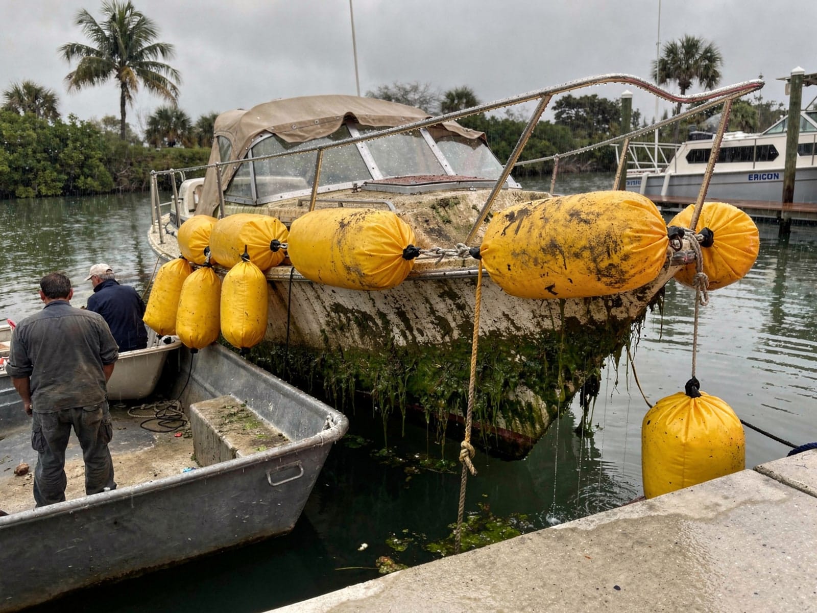 27 ft Ericson 27 raised by lift bags in Golden Gate, FL