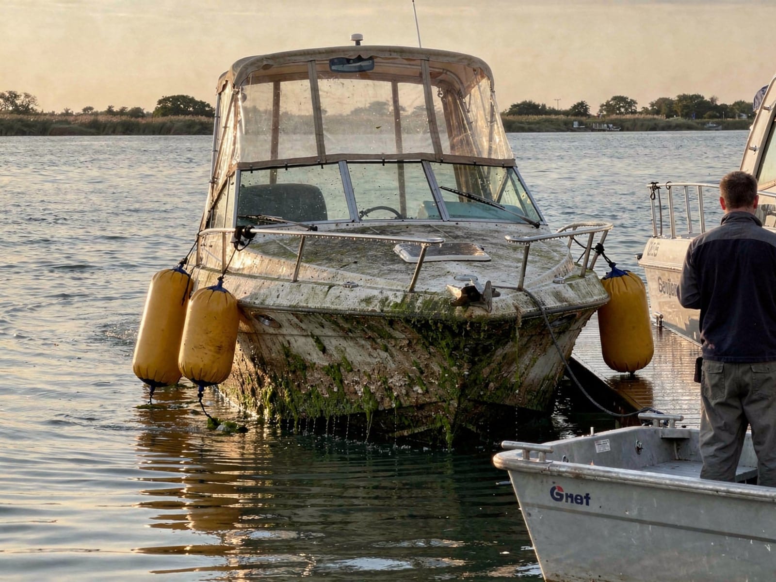 24 ft Bayliner 2455 Ciera raised by lift bags in East Lake, FL