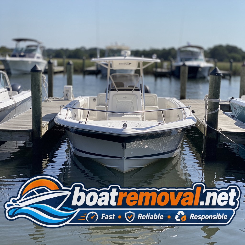 28-foot Formula boat tied up in a marina slip in Kingsland, Georgia