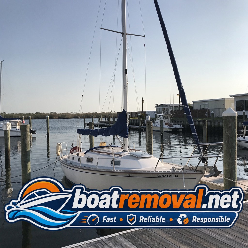 27-foot Catalina sailboat tied up in a marina slip near Metairie, Louisiana