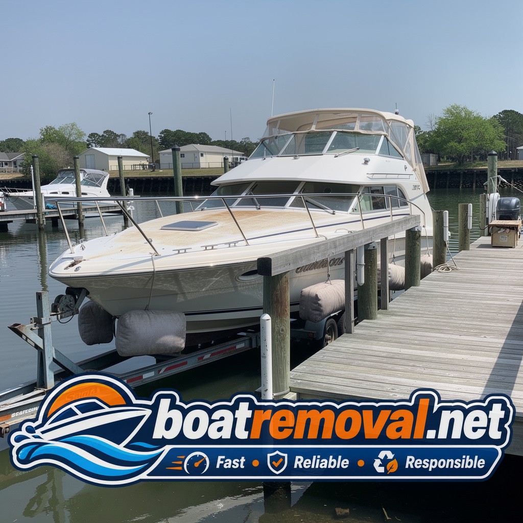 29 ft Sea Ray sport cruiser loaded for removal, Mount Pleasant South Carolina