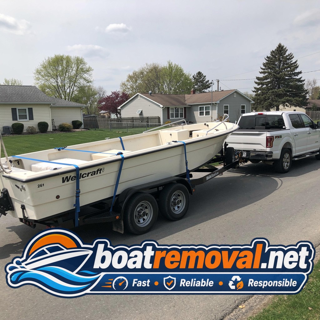 26 ft Wellcraft cuddy cabin loaded for hauling, North East Pennsylvania