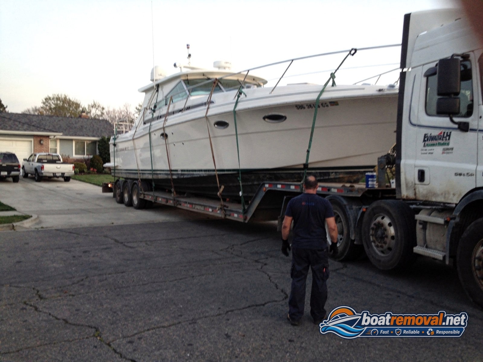 Silverton 34 loaded for removal Palm Harbor FL
