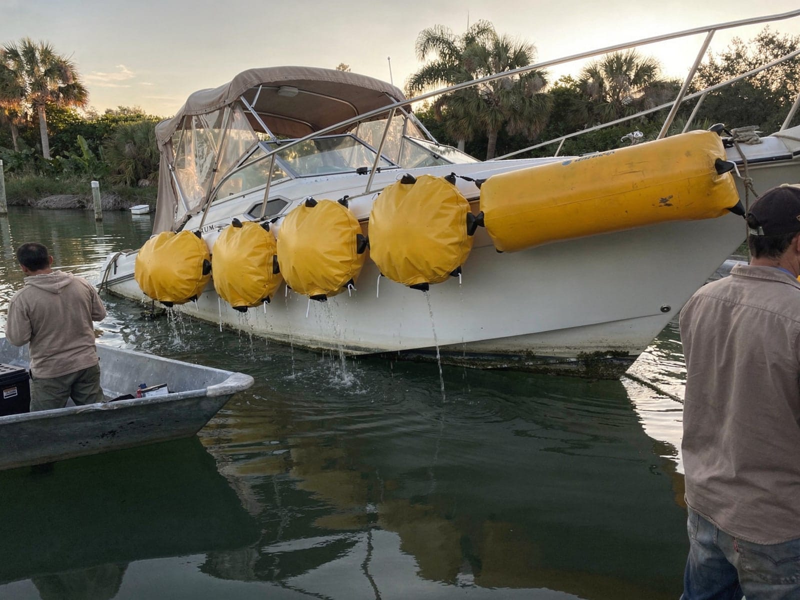 24 ft Maxum 2400 SCR raised by lift bags in Safety Harbor, FL