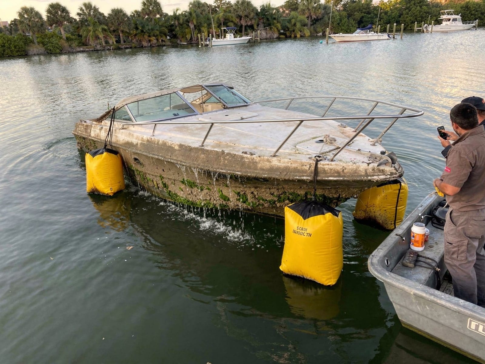 24 ft Formula 242 raised by lift bags in Davie, FL