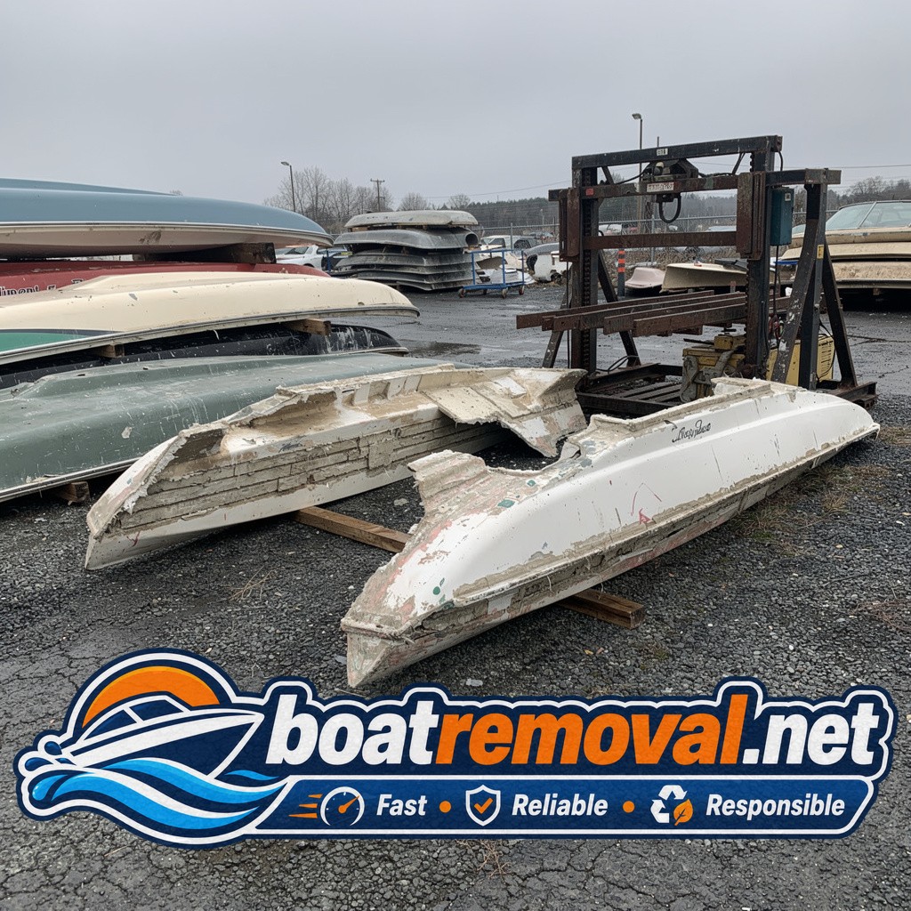 Sea Ray bowrider loaded onto a trailer after driveway pickup in Waukegan, Illinois
